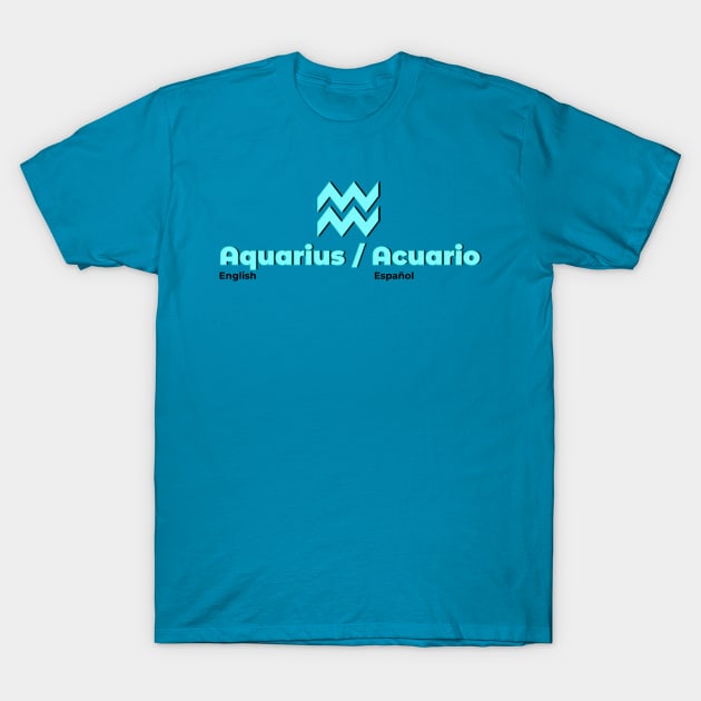 Aquarius Power Color- Electric Blue & Turquoise T-Shirt by MiamiTees305